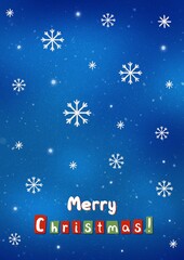 Christmas greeting card illustration with snowflakes. Merry Christmas!
