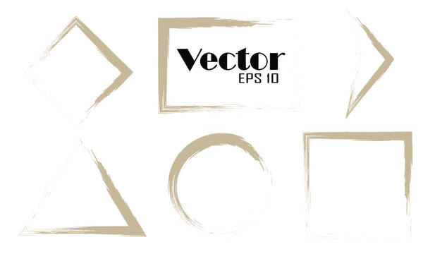 Vector trendy frame set. Paint stroke frame in grunge style