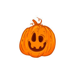 jack o lantern, halloween pumpkin isolated on white, cartoon funny pumpkin