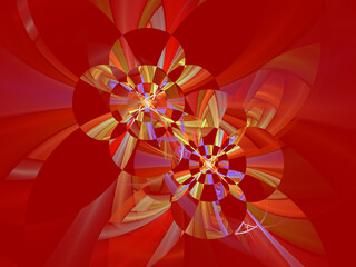 Red Decorative abstract background for modern design. colored fractals and geometric shapes