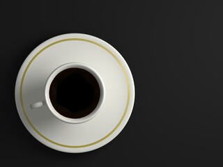A delicious cup of coffee on a saucer