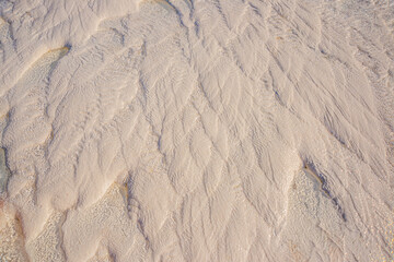 PAMUKKALE, TURKEY: Beautiful intricate natural pattern on white travertines