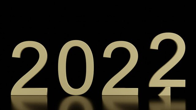 Filmato. Illustrazione 3D. Anno nuovo 2022. Capodanno 2022 in numeri. Il 2022 sostituisce il 2021..