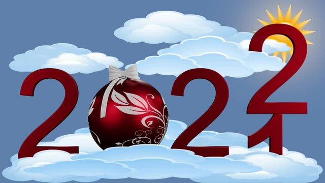 Filmato. Illustrazione 3D. Anno nuovo 2022. Capodanno 2022 in numeri. Il 2022 sostituisce il 2021..