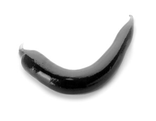 Sample of black toothpaste on white background