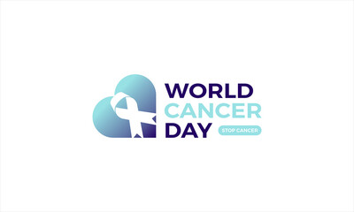 Flat world cancer day logo design template