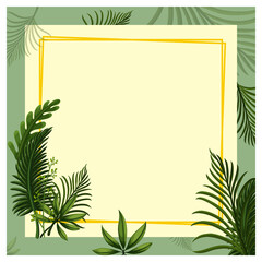 Square frame of tropical foliage template