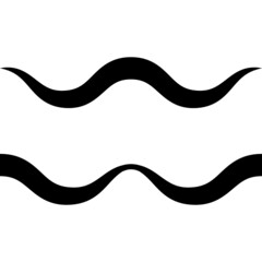 Curved calligraphic wavy line, vector, ribbon as calligraphy travel element, gracefully curved wave