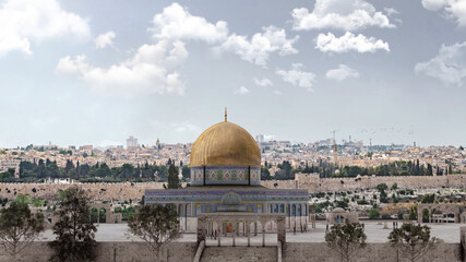 Aerial view from Jerusalem Temple Mount, Drone view from the old city of Jerusalem, Temple Mount Mosque Entrance, 2021