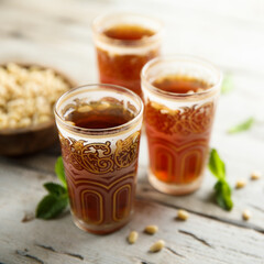 Traditional mint tea with pine nuts