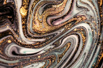 The Starry Night. Swirls of marble and the ripples of agate. Natural pattern. Abstract fantasia with golden powder. Extra special and luxurious- ORIENTAL ART. Agate background.