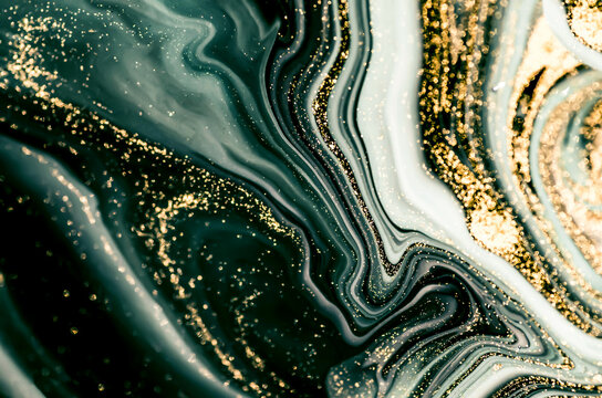 The Starry Night. Swirls of marble and the ripples of agate. Natural pattern. Abstract fantasia with golden powder. Extra special and luxurious- ORIENTAL ART. Agate background.
