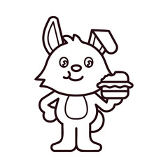 Rabbit Eating Burger Color Pages