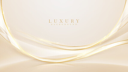 Elegant background and golden curve elements with glittering light effect.