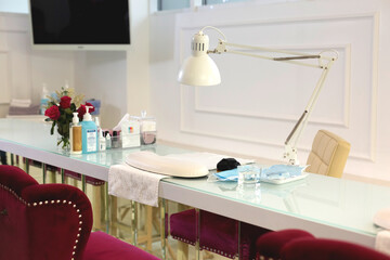 Modern beauty salon and spa treatments, spacious room with modern design