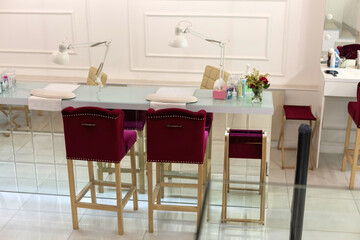 Modern beauty salon and spa treatments, spacious room with modern design