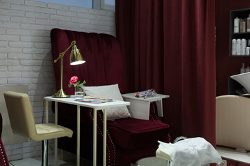Modern beauty salon and spa treatments, spacious room with modern design