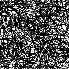 Hand drawn abstract seamless pattern. Black pencil scribbles on a white background. For surface design, textile and wallpaper.