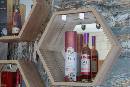 A bottle of elite alcohol produced by Barza Alba. Illustrative editorial. October 1, 2021 Beltsy Moldova