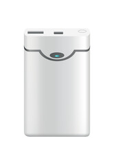 Power bank mockup without USB cable. Colorful portable charger device. External battery for charging with modern design. Powerbank isolated on white background