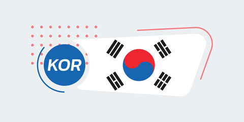 South Korea flag icon or badge. Korean national emblem with abstract background and geometric shapes. Vector illustration.