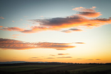  Clouds in the Sky at Sunset. Beautiful Sky at the evening.