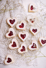 LINZER COOKIES for Valentine's Day.selective focus