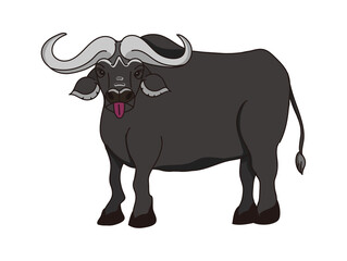 アフリカの野生動物ビッグ5、バッファローのイラスト