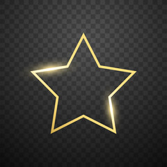 Gold star on dark transparent background