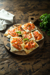 Smoked salmon tart with chives