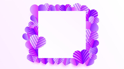 Valentine's card White purple Papercut style design background
