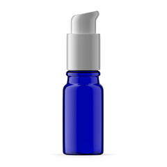 10ml Blue Glass Pump Bottle. Isolated