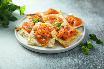 Smoked salmon tart with chives