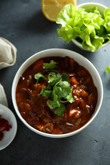 Homemade red bean ragout with vegetables