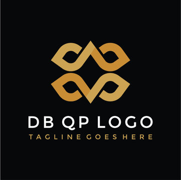 DB QP initials gold logo vector image