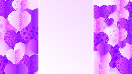 Valentine's card white purple Papercut style design background