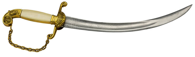 historical edged weapon cutlass on white background