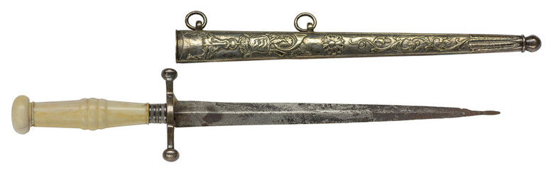 historical edged weapon cutlass on white background