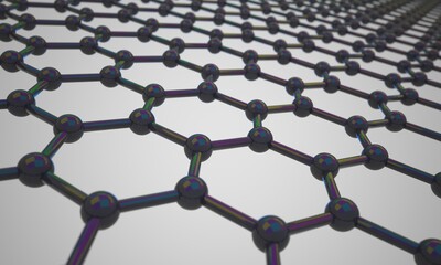 Graphene molecular grid, Crystal cell. 3D render
