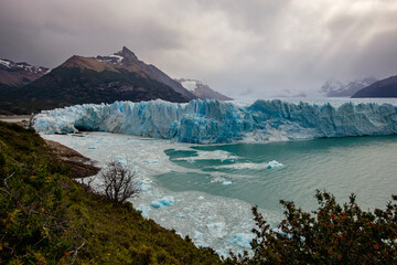 Ice cave view at Perito Moreno Glacier in Los Glaciers National park, Patagonia Argentina, Santa...