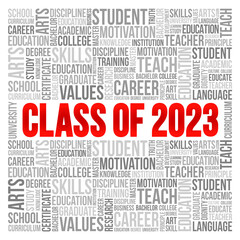CLASS OF 2023 word cloud collage, education concept background