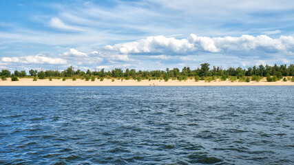 Volga river and it's long sandy coast - obrazy, fototapety, plakaty