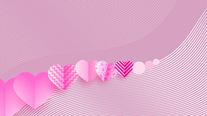 Lovely Valentine's Pink white Papercut style design background