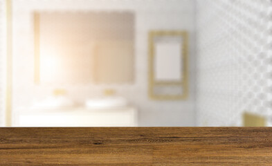Bathroom interior bathtub. 3D rendering.. Background with empty table. Flooring.