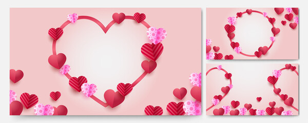 Beautiful valentine's day Red Pink Papercut style design background