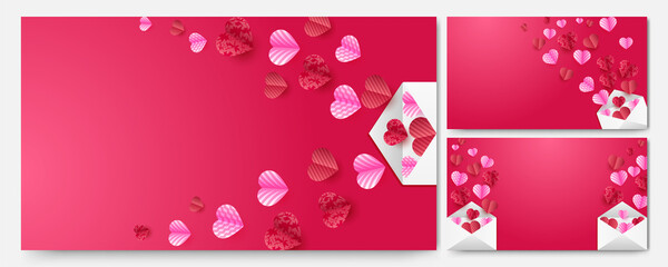 valentine's gift Red Pink Papercut style design background