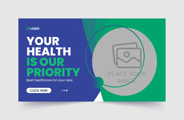 Medical healthcare youtube thumbnail and web banner or social media banner template