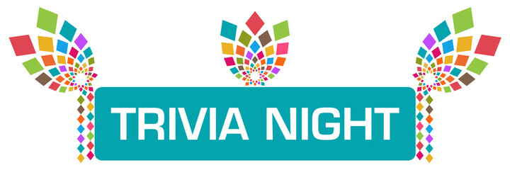 Trivia Night Turquoise Colorful Floral Elements 