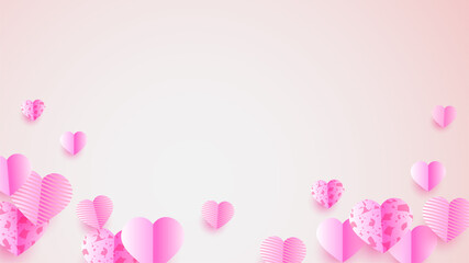 Happy valentine's day Pink Papercut style design background