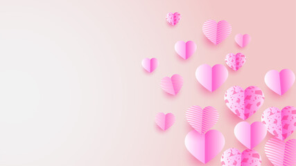 Happy valentine's day Pink Papercut style design background
